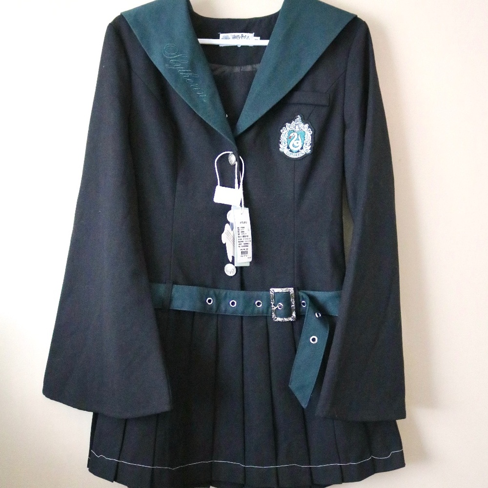 Kyouko Harry Potter Slytherin Dress Medium Embroidery Cosplay Black Green